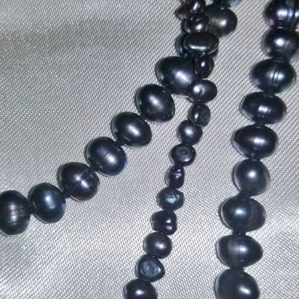 2 Sets of Peacock Tahitian Freshwater Pearl Necklaces Strands w Envelope Case - Picture 6 of 11